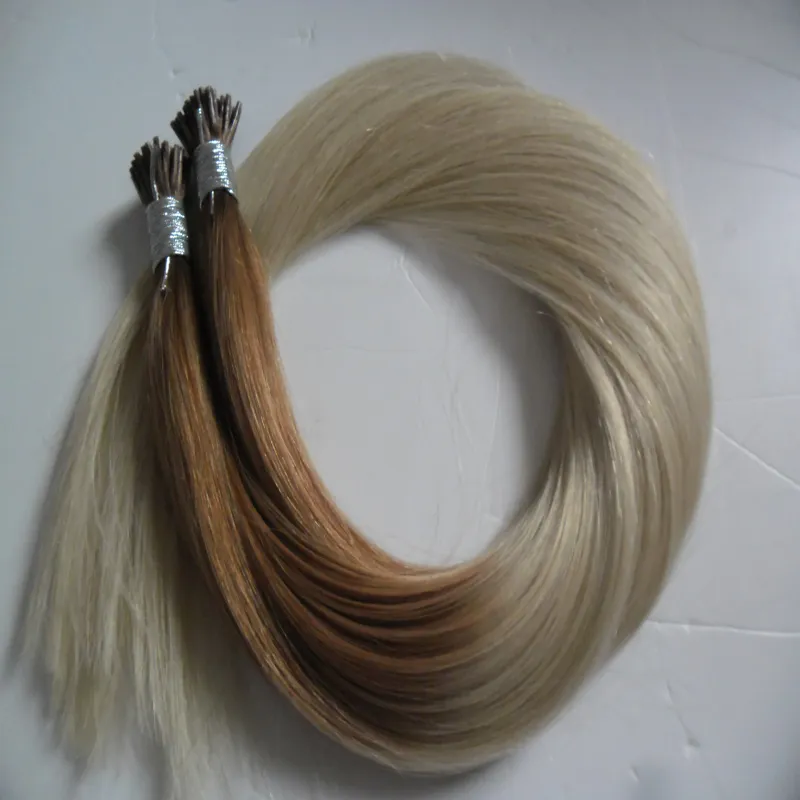 T8/613 Two Tone Straight Ombre Keratin Human Fusion Hair Machine Made Remy Nail I Tip Capsule Human Hair Extension