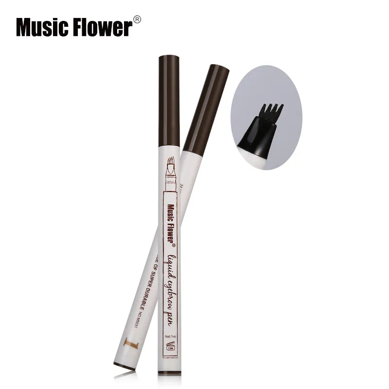 Música Flor Caneta Sobrancelha Líquida Música Flor Sobrancelha Enhancer 3 Cores Quatro Cabeça da Sobrancelha Potenciador À Prova D 'Água Livre DHL