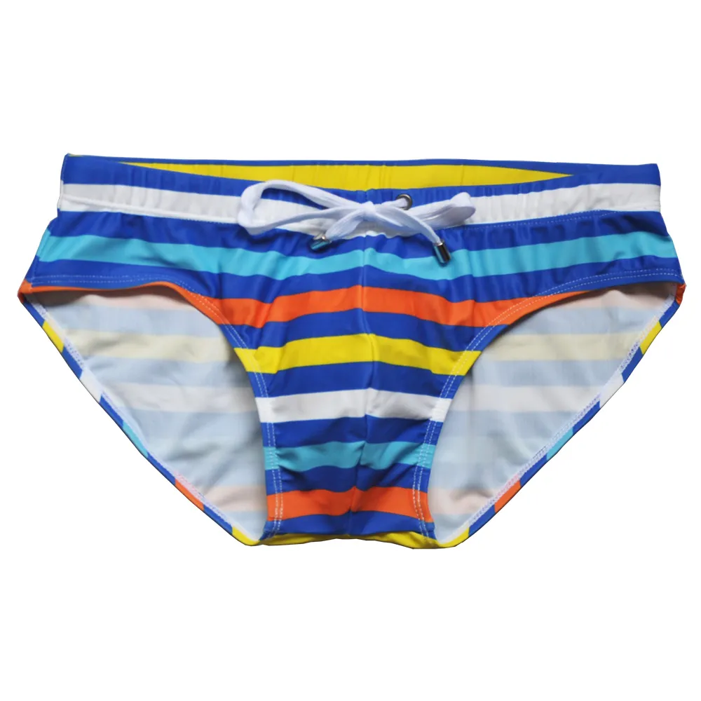 Men Striped swimwear with rope Brand man swimming trunks Beach Short Surfing Lashing sexy man triangular sell summer215G