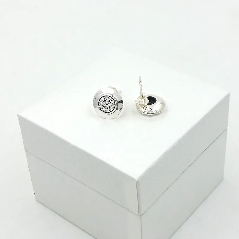 Women Classic design Jewelry Designer Earrings Original box For Pandora 925 Sterling Silver Crystal Diamond Womens Stud Earring