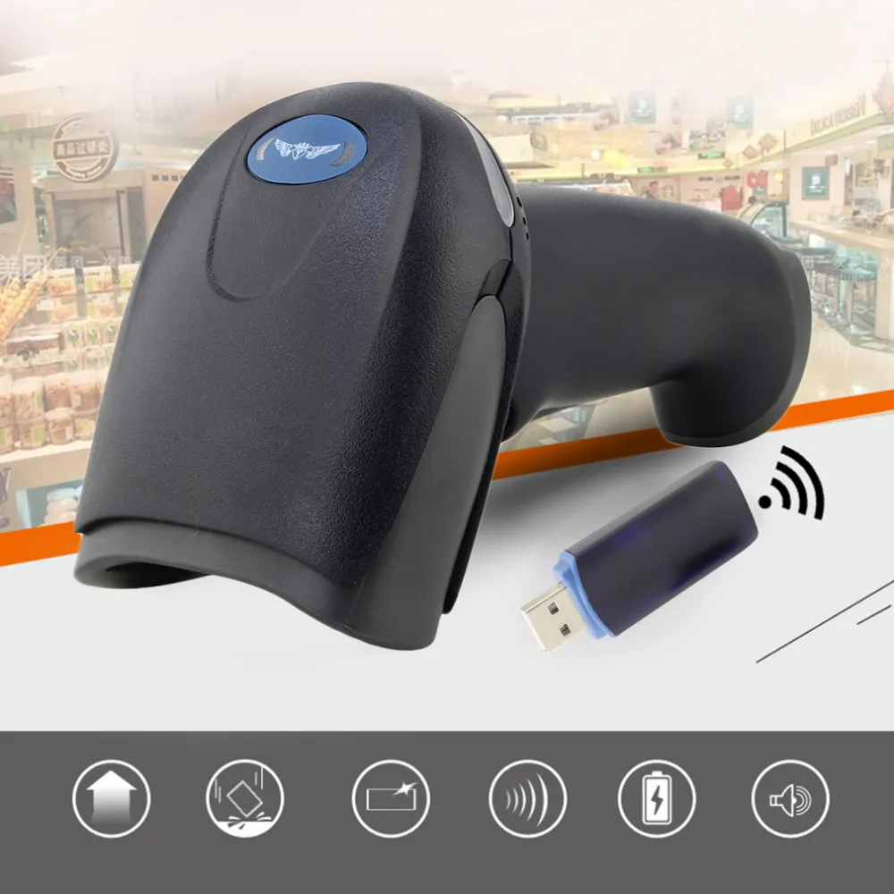 Freeshipping Auto sleep Single Line Scan 3000-12000 lux 433MHz Wireless Laser Barcode Scanner Reader Memory Up To 500M Distance