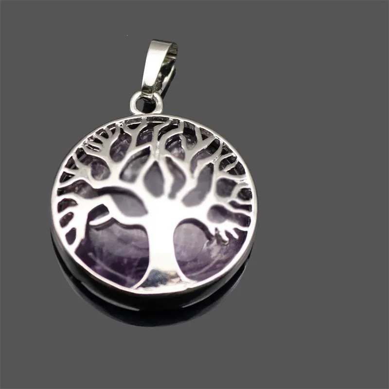 New Natural Stone Pendant Gemstone Tree of life Charms Pendant DIY Necklace For Women Men Jewelry