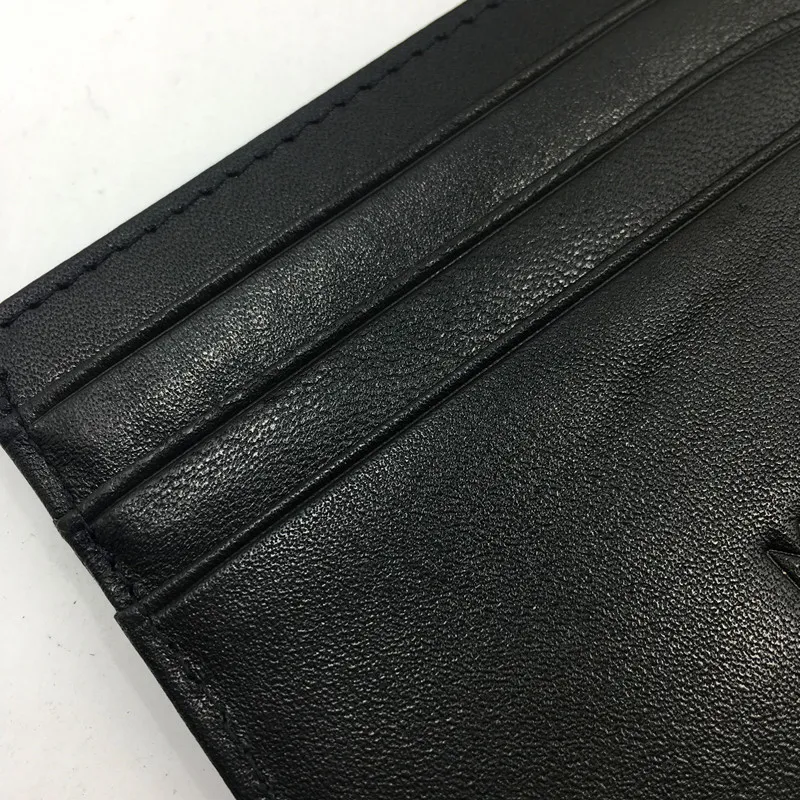 Porte-cartes de crédit en cuir véritable noir de haute qualité petit étui pour carte d'identité sac à main formel hommes d'affaires minces porte-cartes portefeuille poche à monnaie sac de poche mince