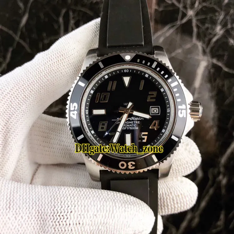 ساعة يد رجالي أوتوماتيكية بقرص أزرق من Diver Super Ocean II 44 A17392D8 بإطار أزرق وحزام فضي وحزام مطاطي ساعات يد رياضية للرجال