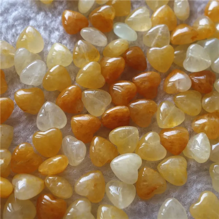 Cheap Loose Beads Gemstones Natural Yellow Jade 8mm Heart Shape With Through Hole Stones For Jewelry DIY 