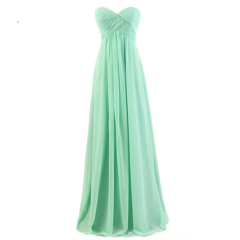 Discount Bridesmaid Gowns Sweetheart Sleeveless A-Line Mint Green/Red/Organza/Navy Blue/Gray/Coral Chiffon Bridesmaid Dresses