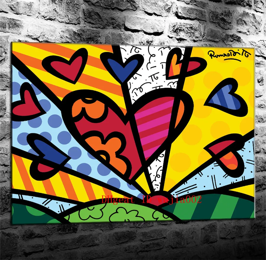 Liebe Romero Britto, Leinwand Gemälde Wohnzimmer Wohnkultur Moderne Wandmalerei Ölgemälde