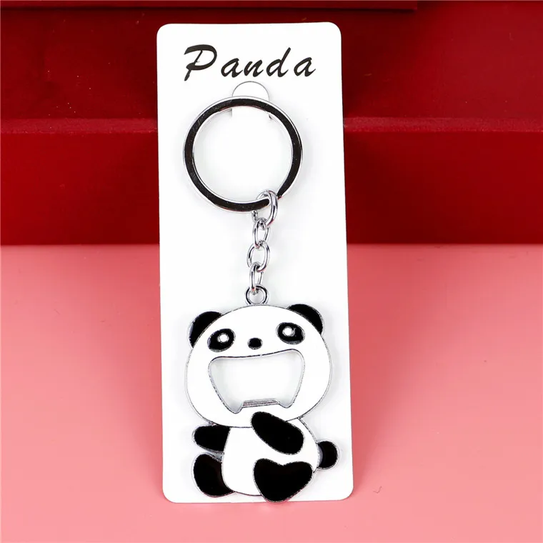 Porte-clés Panda en métal mignon, ouvre-bouteille, accessoires de bijoux, breloques en alliage de Zinc, pendentif, cadeau ethnique, 2 pièces