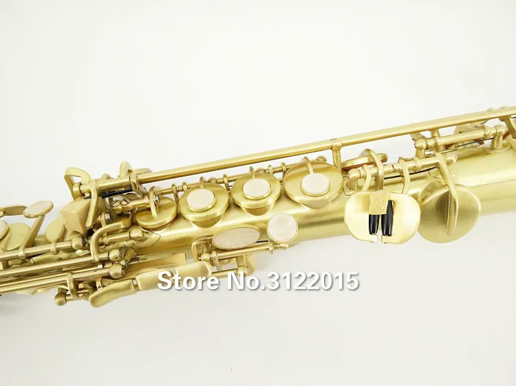 Professionell Suzuki b b Sopran Saxofon Högkvalitativ mässing Antik Guldpläterad Musikinstrument Pearl Button med tillbehör