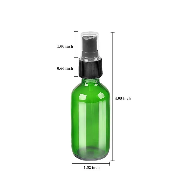 Bottiglie bottiglie di vetro verde con spruzzatore a pompa nebulizzazione fine nero progettato oli essenziali profumi prodotti la pulizia bottiglie aromaterapia