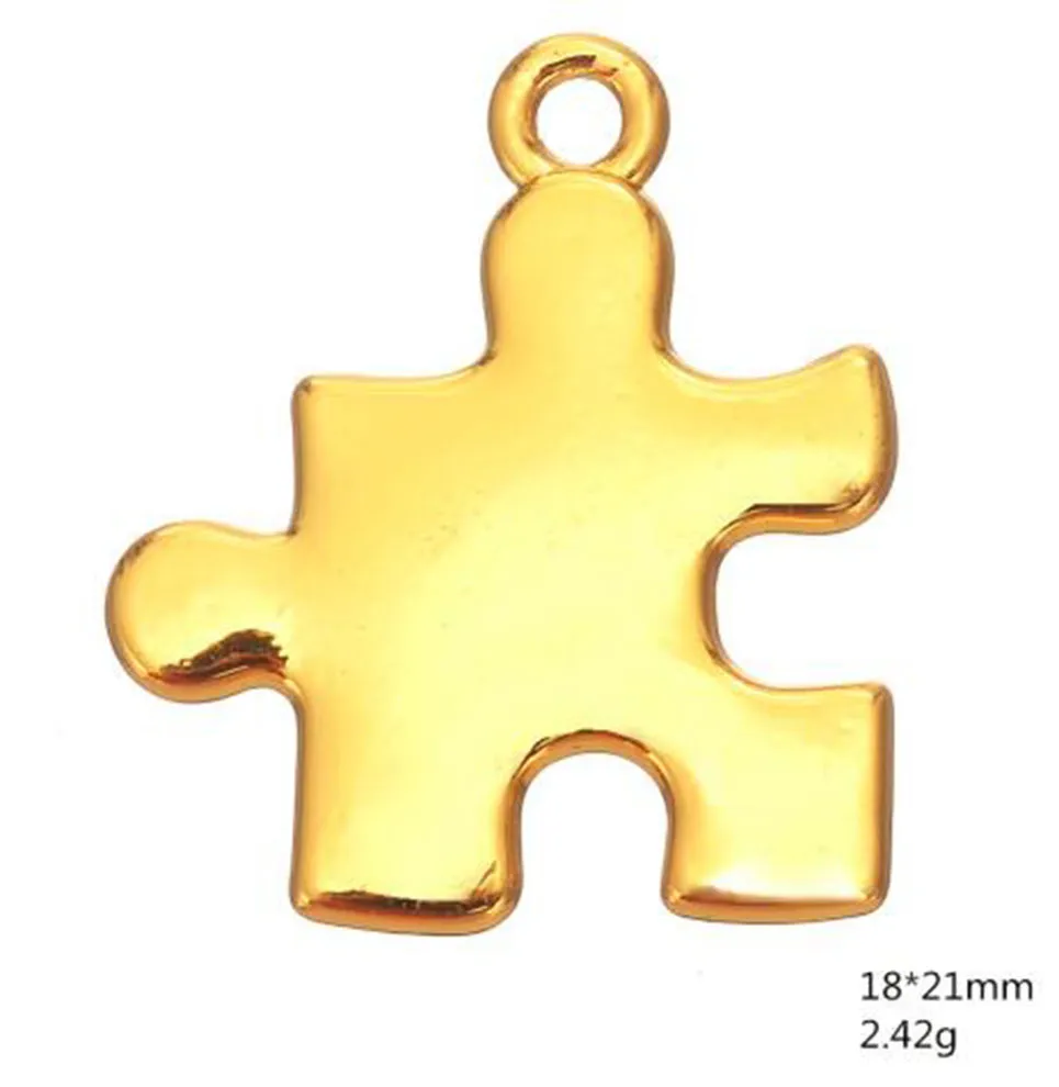 2021 oro argento colore singolo puzzle pezzo jigsaw charm autismo consapevolezza pendente gioielli fai da te altri gioielli personalizzati