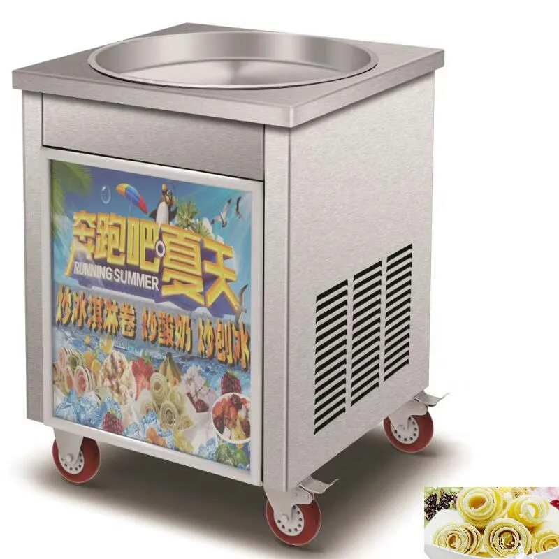 BEIJAMEI Electric Thai Fried Ice Cream Rolls Machine Commercial 50cm Diameter Big Round Pans Fried Rolled Ice Cream Machine