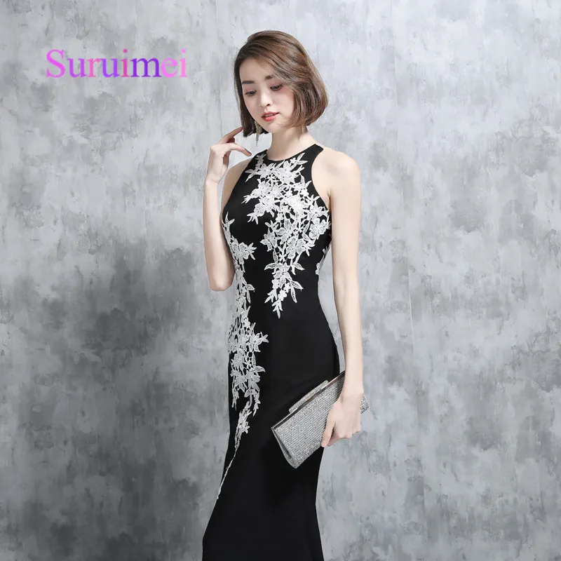 Robe de Soiree 2020 Mermiad Evening Long Dresses Jewel 바닥 길이 아플리크 공식 이브닝 가운 Abendkleider3001938