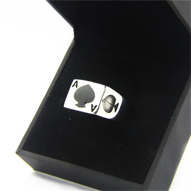New Poker Spade A Self Defence Ring 316L Stainless Steel Fashion