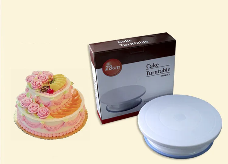 Baking Cake with Non-slip Plastic Turntable Stencil Turntable Flexible Portable Comfort Perfect Food Making Flower Table