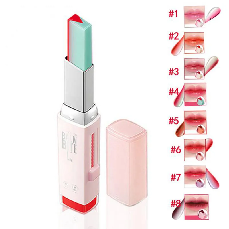 Mode Koreaanse bijten Lippenstift V Snijden Twee Tone Tint Silky Moisturzing Nourishing Lipsticks Balm Lip Cosmetic