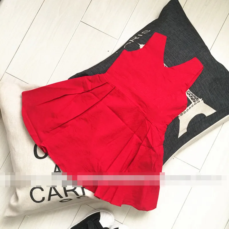 Moda verão Bebê Recém-nascido Meninas Vermelho Bonito Sem Mangas Vestido Sem Encosto Vestido de Verão Bowknot Vestido Curto Outfit Vestidos