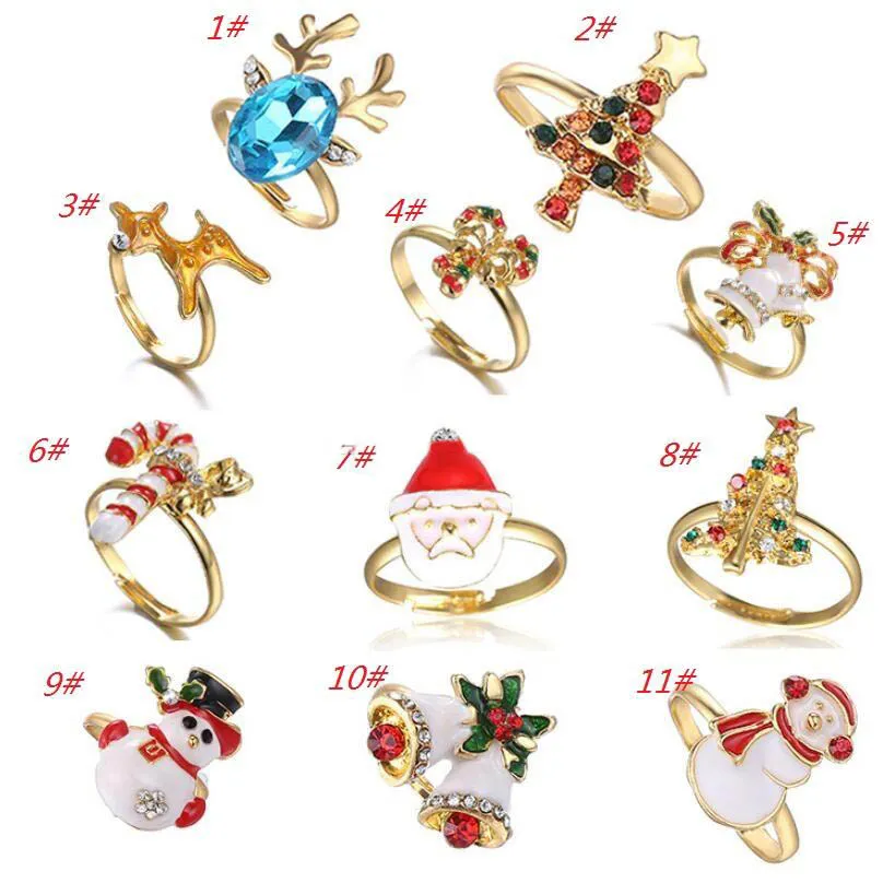 2019 neue Mode Weihnachten Cartoon Santa Schneeflocke Elch Ringe Marke Neue Offene Einstellbare Ringe Frauen Weihnachten Dekoration Schmuck