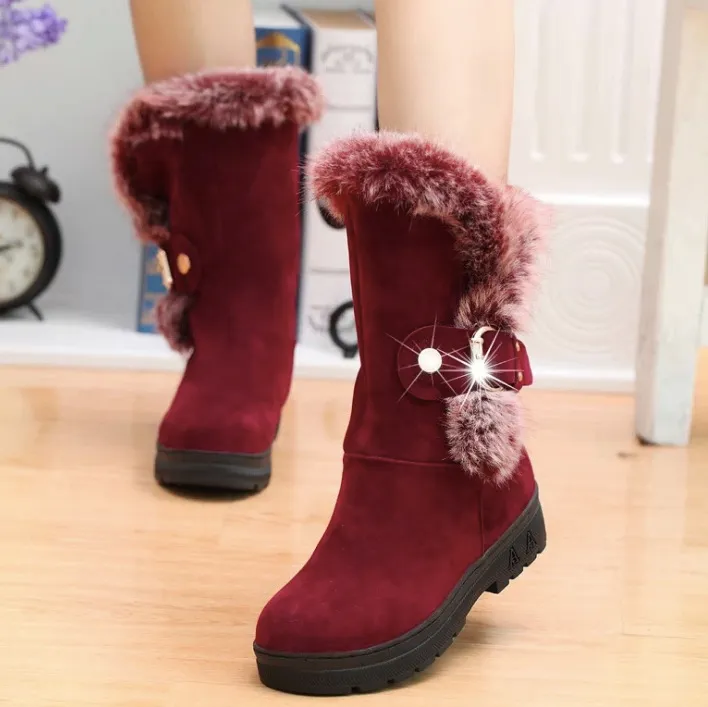 Snow Boots Botas femininas Ankle for Women Fashion Lady Boots Winter Zapatos Mujer Shoes Women's Winter Short plush Boots