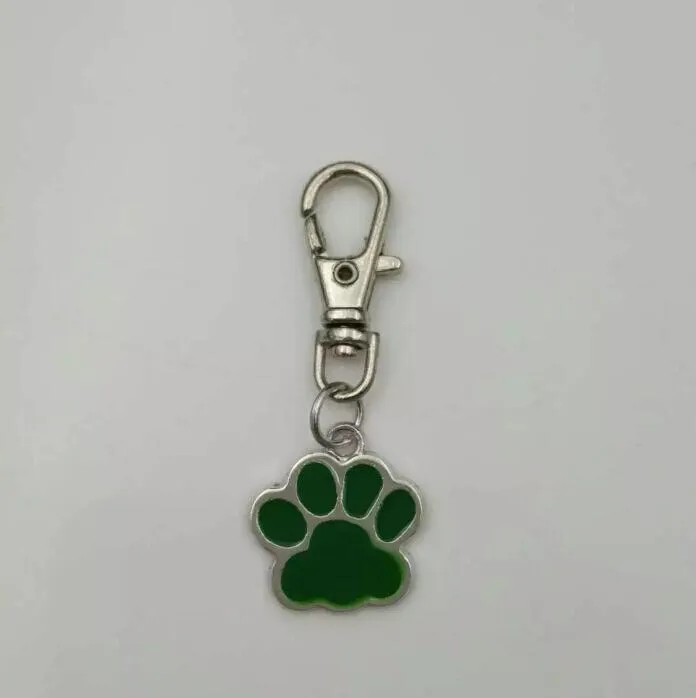 Enamel cats / dog paw prints Keychain-Fashion jewelry Tibetan silver Bear paw print charm Tennis pendant key chain ring Keychain A1