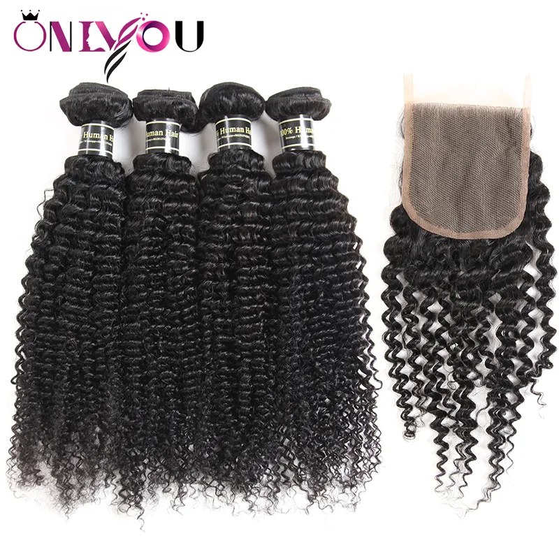 Flash Deals Malaysian Kinky Curly Virgin Hair Bundles with Top Lace Closure Kinky Curly Human Hair Weave Extensions Just For you Wholesale