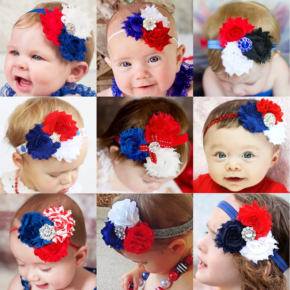 4 juillet drapeau américain strass bandeau enfants bandeaux 17 couleurs enfants cheveux accessoires C4075