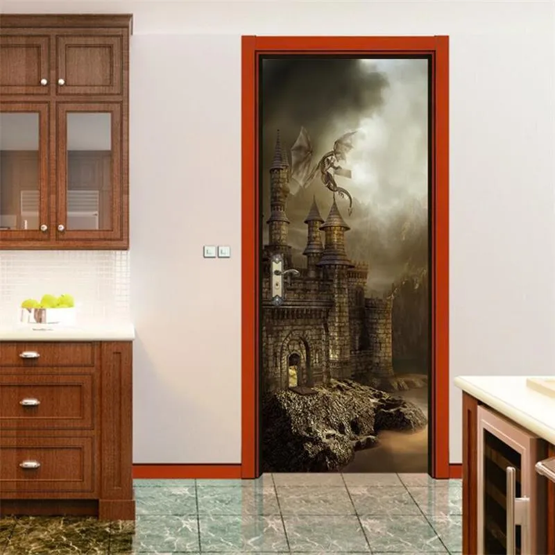77*200cm Harry Potter Magic Castle Creative Movie Wall Mural Poster 3D  Vinyl Door Mural Stickers For Kids Rooms Home Decoration From Fst1688,  $30.15