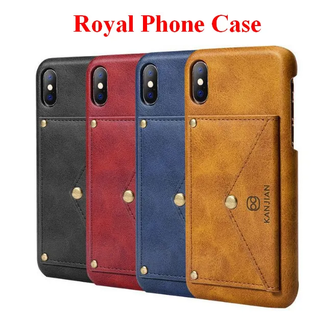 Royal Téléphone portable Cas Pour iPhone X Portefeuille Couverture Samsung Galaxy TPU Matériel Téléphone portable Cas Support ZPG0065