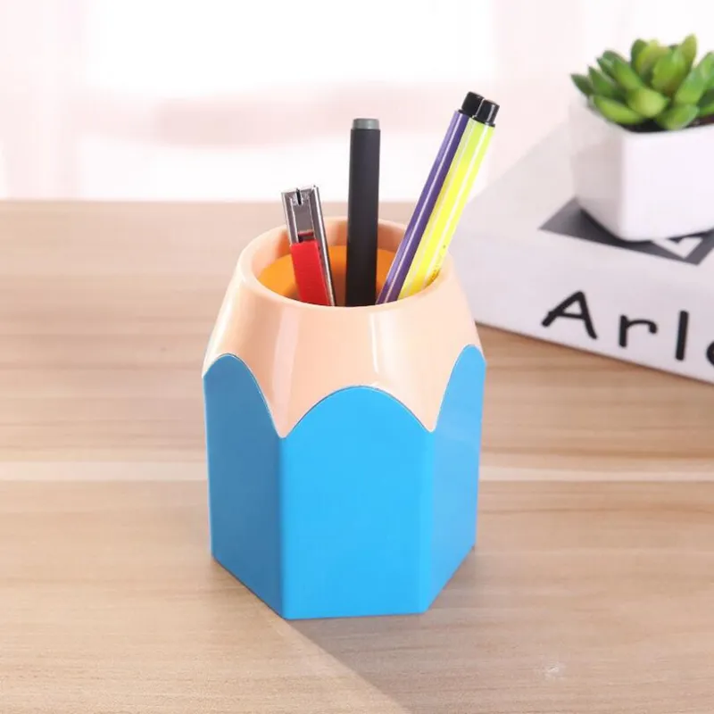 Cute POP Creative Pen Holder Vase Color Pencil Box Makeup Brush Stationery Desk Accessories Gift Storage Supplies