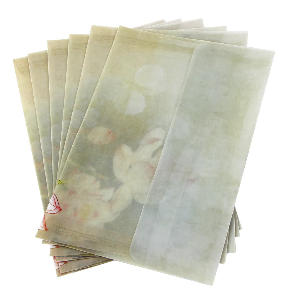 10 st 17.5 * 12.5cm Lotus Vintage Blank Translucent Vellum Kuvert DIY OUTLY Present Love Letter Brevpapper