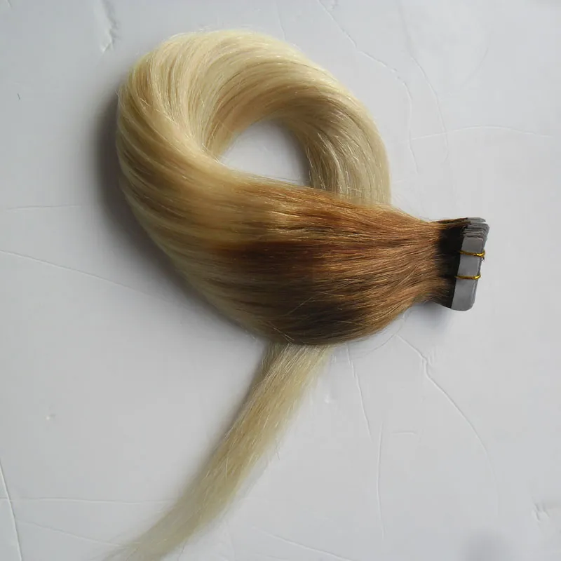 T4 / 613 nastro in estensioni capelli ombre dritto 40 pezzi pacchetto 100 grammi capelli umani dritto ombre di trama pelle estensioni dei capelli