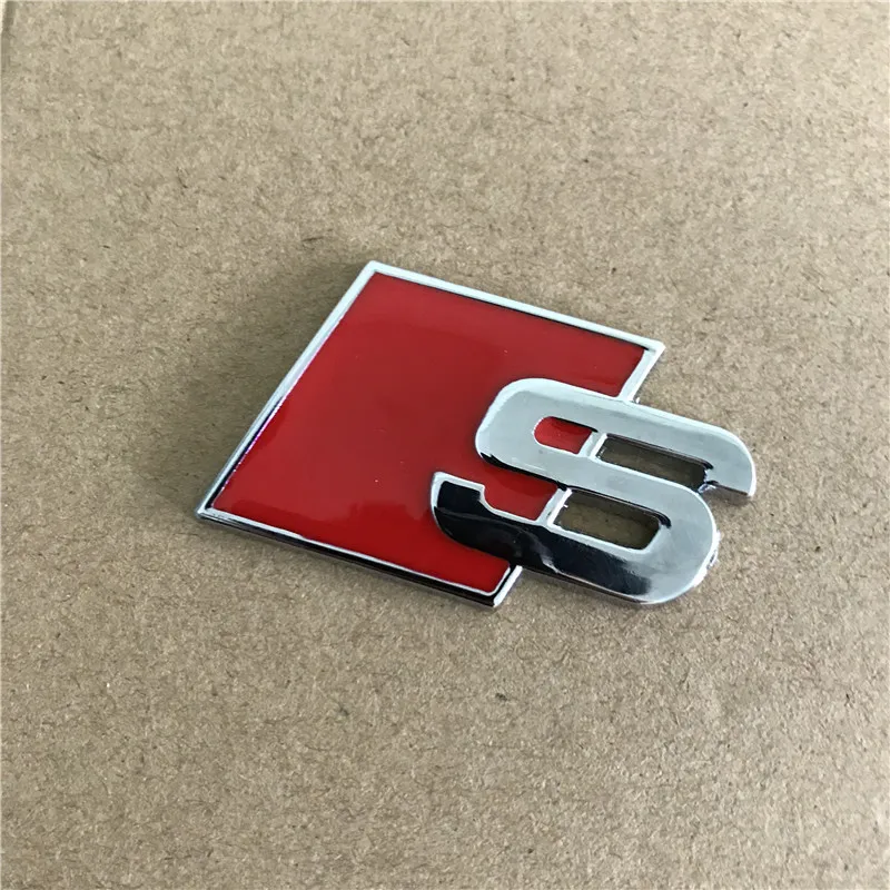 Metal S Logotipo Sline Emblema Emblema Adesivo De Carro Vermelho Vermelho Frente traseira Do Porta Do Lado Fit para Audi Quattro TT SQ5 S6 S7 A4 Acessórios