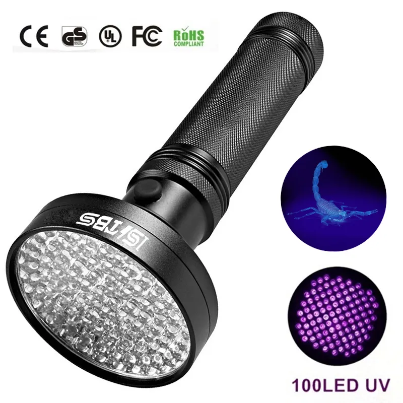 18W UV Black Light Flashlight 100 LED Best UV Light and Blacklight For Home & Hotel Inspection,Pet Urine & Stains LED spotlights