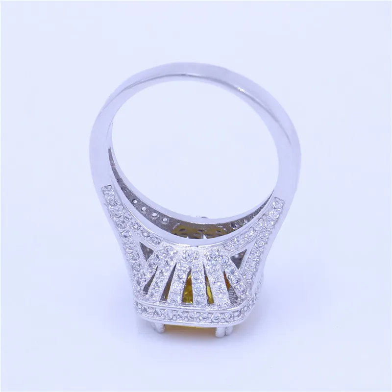 Vecalon Fashion Women ring Cushion cut 10ct 5A Zircon Cz 14KT White Gold Filled Birthstone wedding Band ring for women men gift8749716