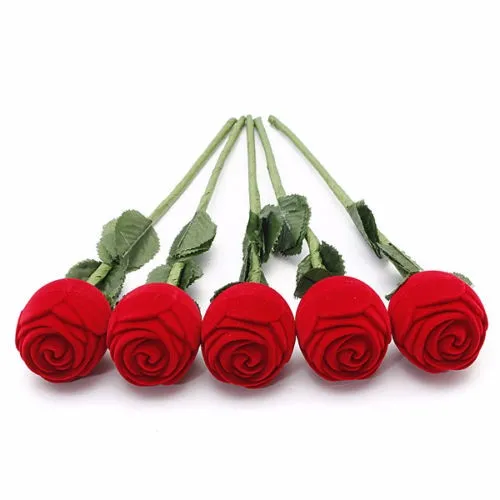 Girls Gift Charm Red Rose Flower Ring Box Party Wedding Earring Pendant Jewelry Gift Case Display Pack Boxes2883809