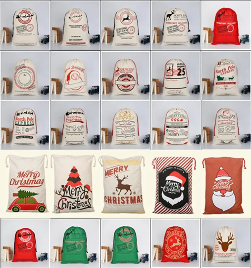 산타 자루 모노그램 크리스마스 선물 가방 자루 drawstring 가방 사슴 25 디자인 대량 500pcs YFA