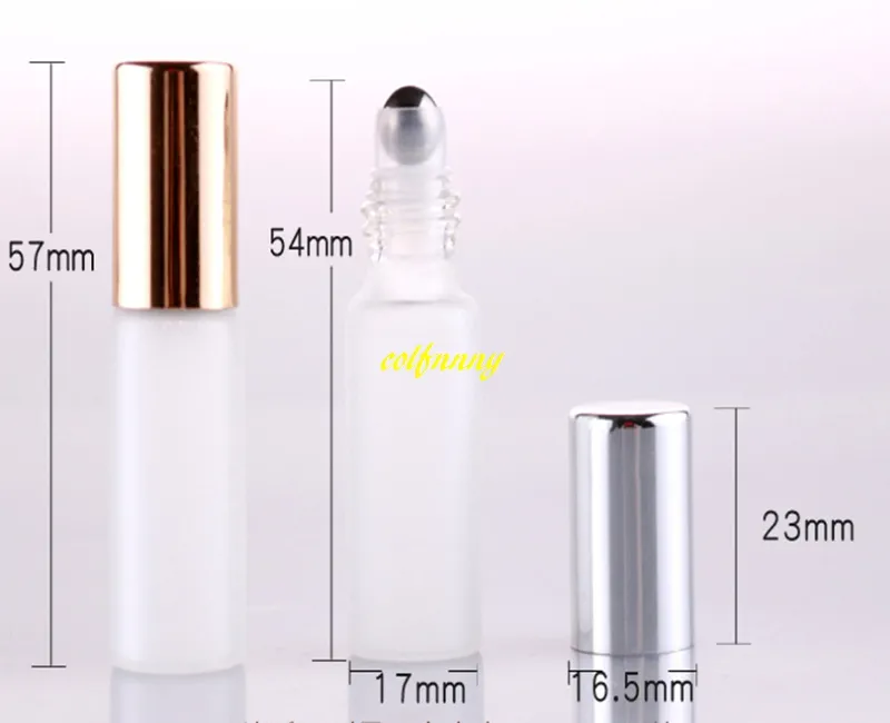 5ML Frosted Glass Roll On bottle 5CC Stainless Steel Roller Ball Essential Oil Matte Bottles 17*57mm