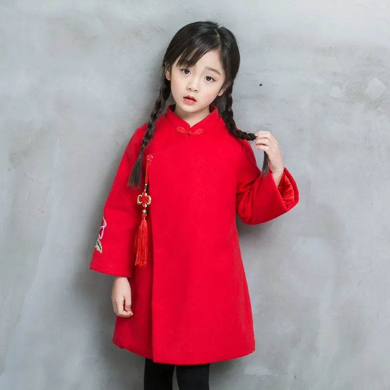 Kinderkleding meisjes jurken winter cheongsam chinese stijl dikke warme kleding 2019 Nieuwjaar meisjes lange mouw prinses jurken 2-7 jaar