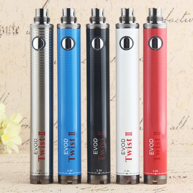 Evod Twist II 2 VV Batterij 1600mAh Variabele spanning 3.3V-4.8V VAPE PEN Batterijen voor 510 DRAAD Lege Vaporizer Pencartridges