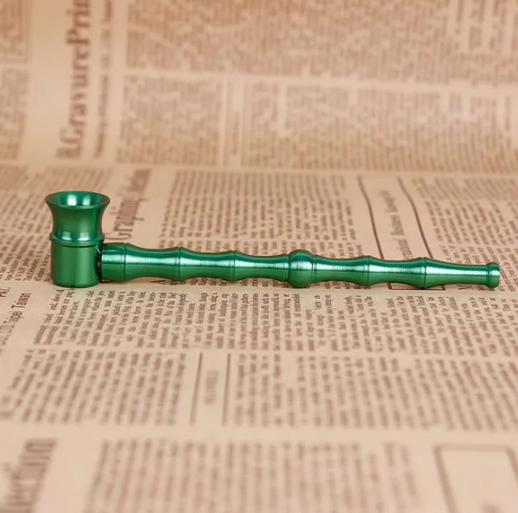 Mini tuyau à tige droite en métal et joint en bambou, filtre portable, porte-cigarette