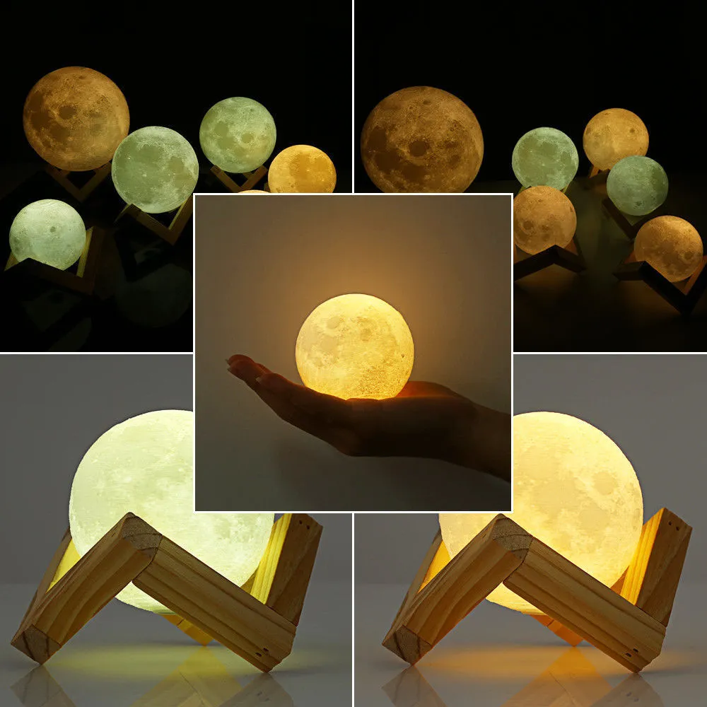 3D 2018 Magical LED LUNA NIGHT Light Moon Lampa biurko USB ładowanie dotknięcia dotyku Prezent