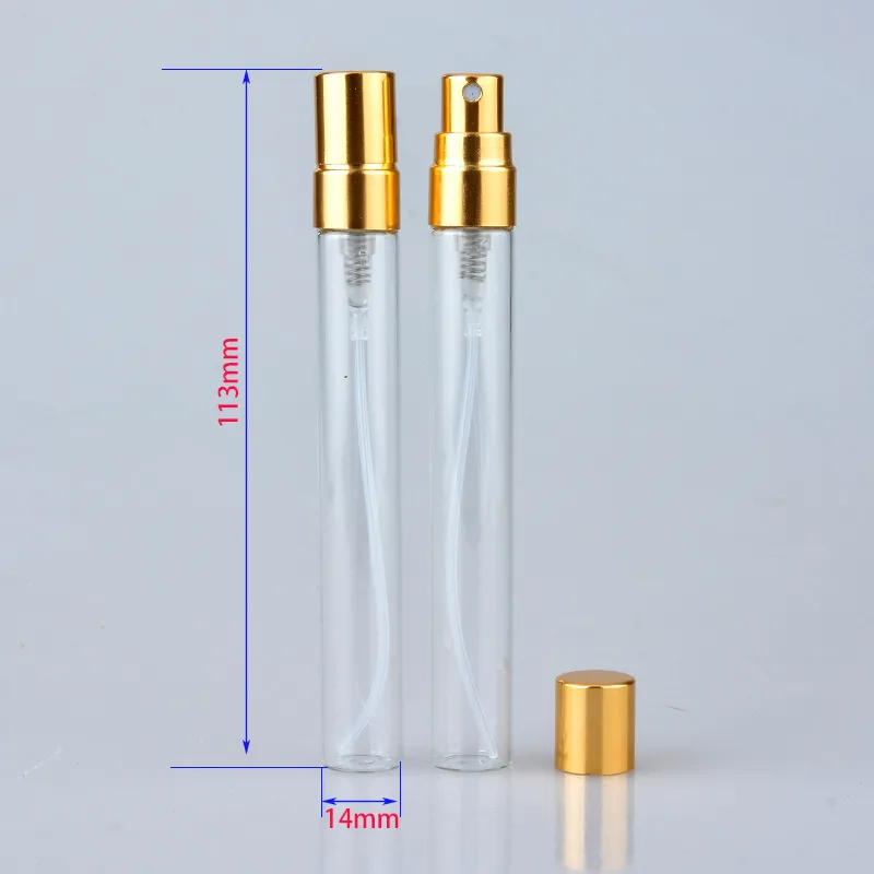 2ml 3 ml 5ml glasspray transparent glas parfymflaska resflaskor bärbara tomma provförpackningar kosmetiska behållare med aluminiumsprayer