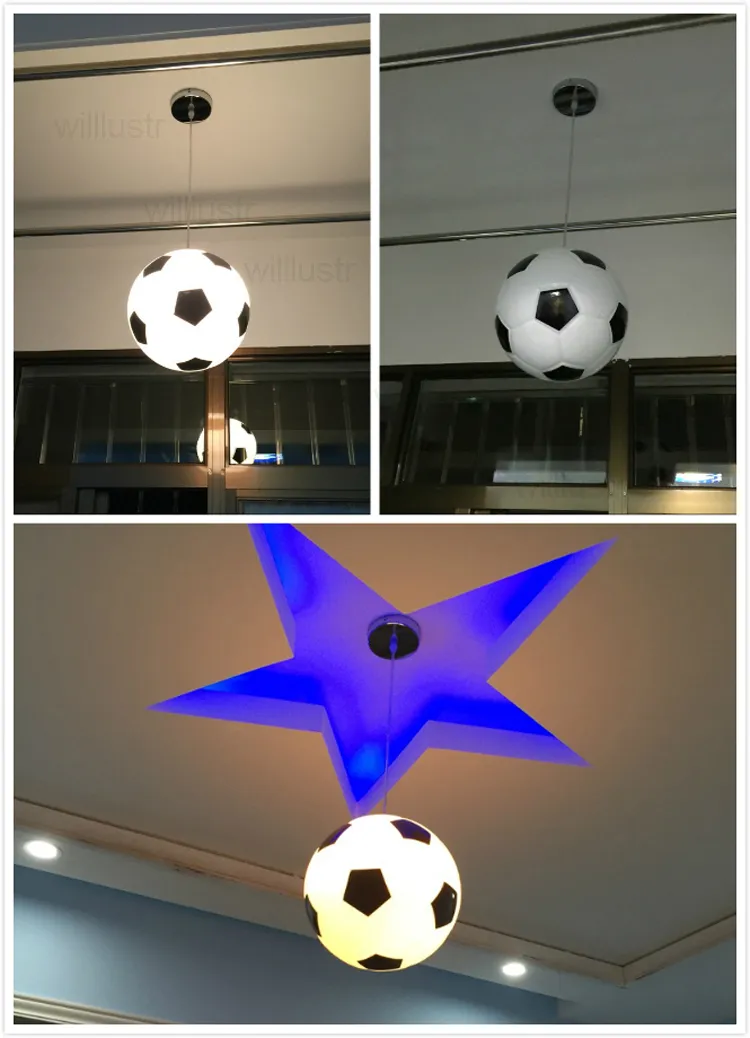 Voetbal Glas Hanglamp Licht Handgemaakte Voetbal Suspension Globe Round Ball Lighting Armure Restaurant Hotel Bar Kinderen Kinderkamer