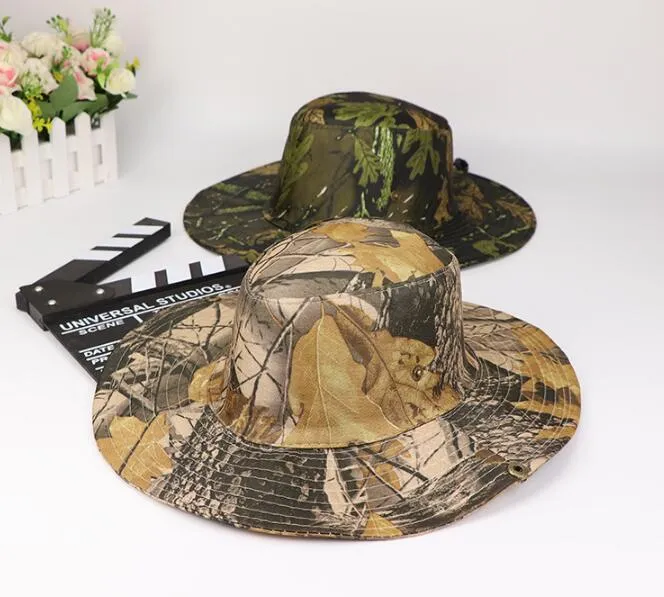 homens verão pesca chapéu de camuflagem malha sunhat pescador Balde chapéus folha de plátano kryptek chapéus Tampão fresco Cowboy