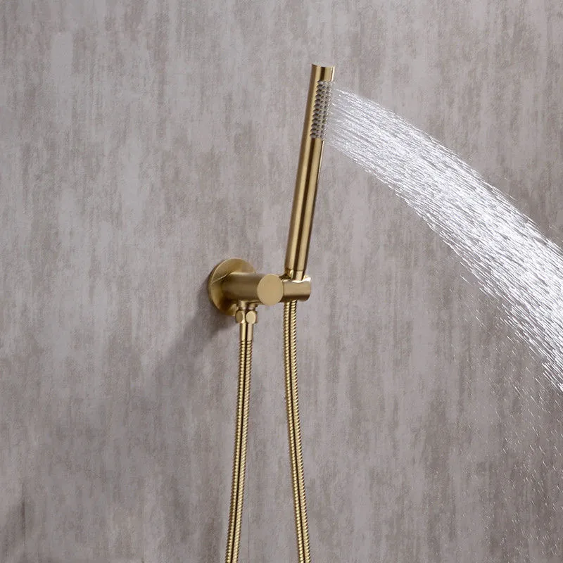 Gizli duvara monte duş musluk set gömülü duş mikser vlave el düzenlenen duş başlığı, siyah ve Fırçalanmış Altın
