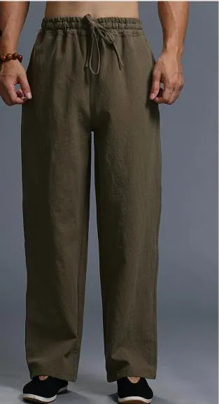 Breathable Linen Cotton Kung Fu Mens Tiro Pants For Men Old Coarse 