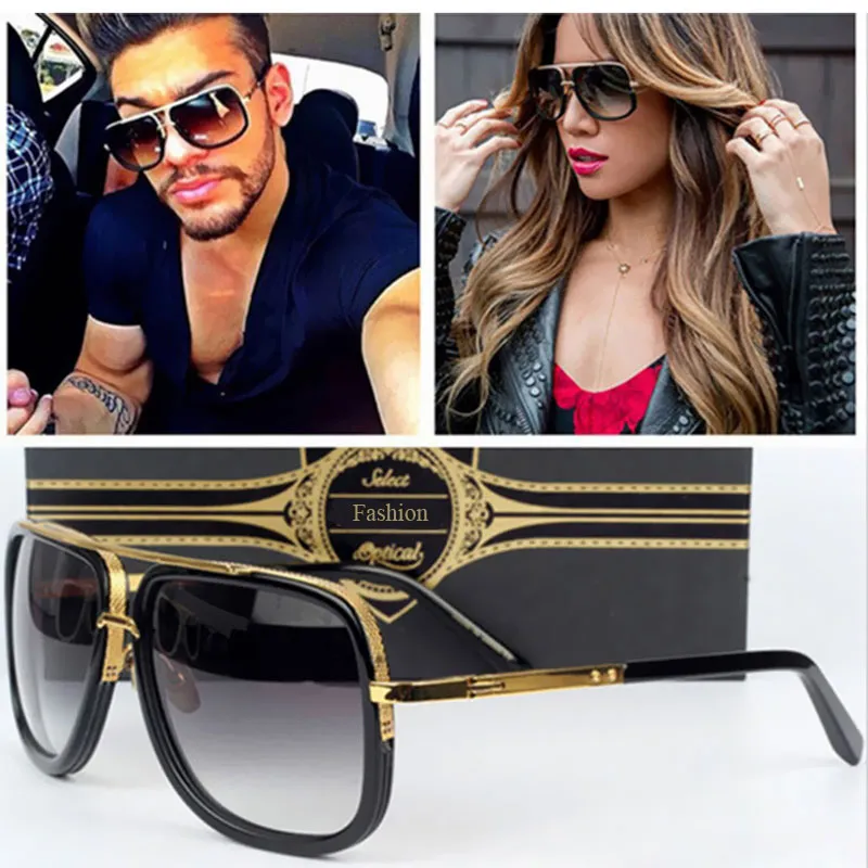 Klasik Düz Üst Ayna Sunglass Güneş Gözlükleri Kare Altın Erkek Kadın Superstar Büyük Boy Erkekler Moda Güneş gözlüğü Kadınlar