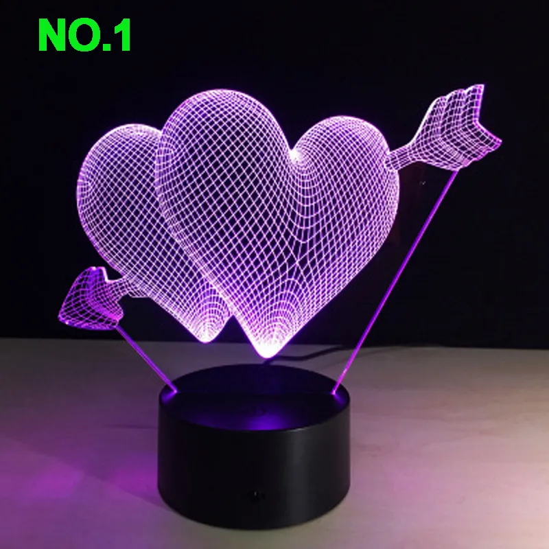 AAA Bateria lub USB Lampka Kabelowa Podstawa Do 3D Night Light Light LED Pilot Przełącznik dotykowy 7 Kolor Nowość Oświetlenie Lampa stołowa