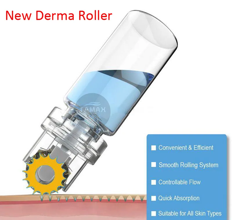 TAMAX DR009 Nouveau Titanium MicroSededle automatique Hydra Derma Roller 64 Conseils en or Micro Aiguilles avec tube de gel