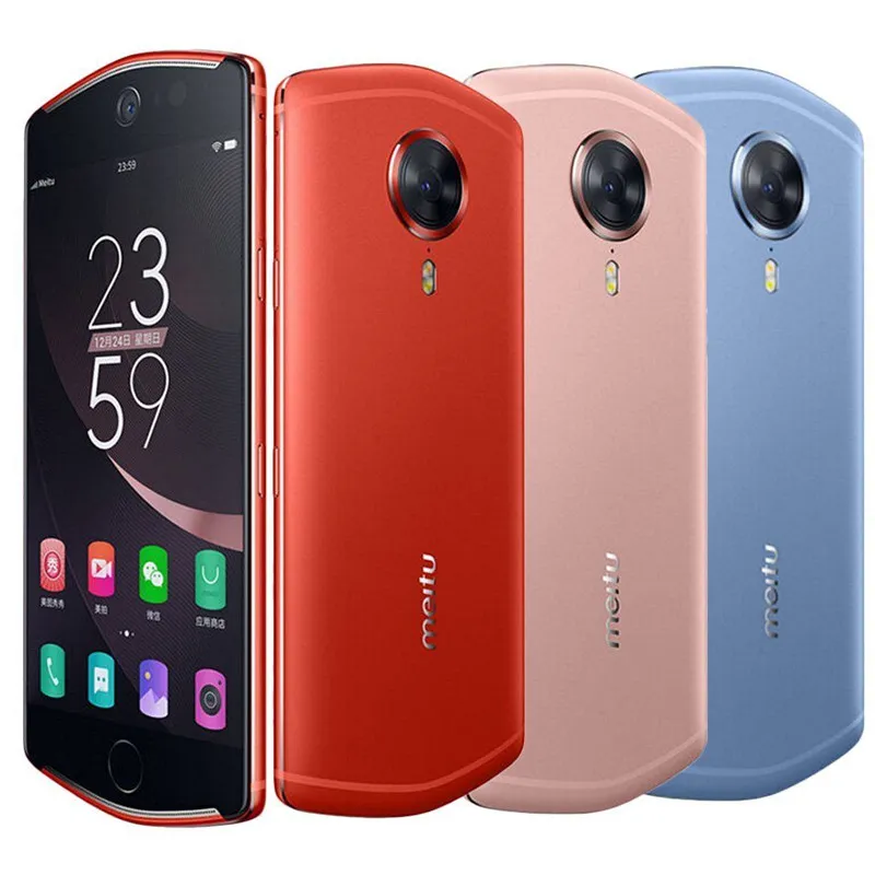 Original Meitu T8 4G LTE 휴대 전화 4GB RAM 128GB ROM MT6797 데카 코어 Android 5.2 "21MP 얼굴 ID 스마트 셀프 미용 성능 전화 패션